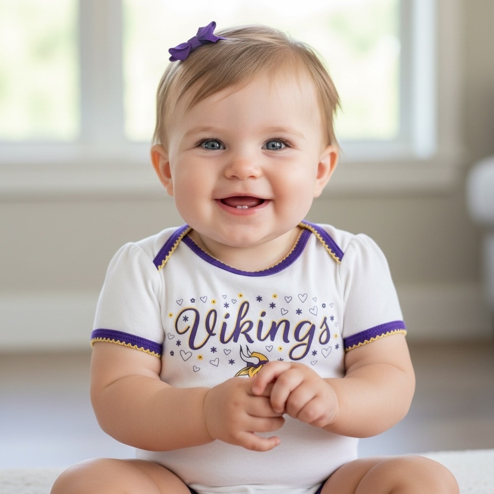 NFL Vikings White and Purple Baby Bodysuit (A287)
